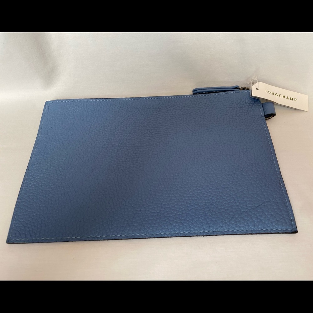 Longchamp Roseau essential blue leather pouch
